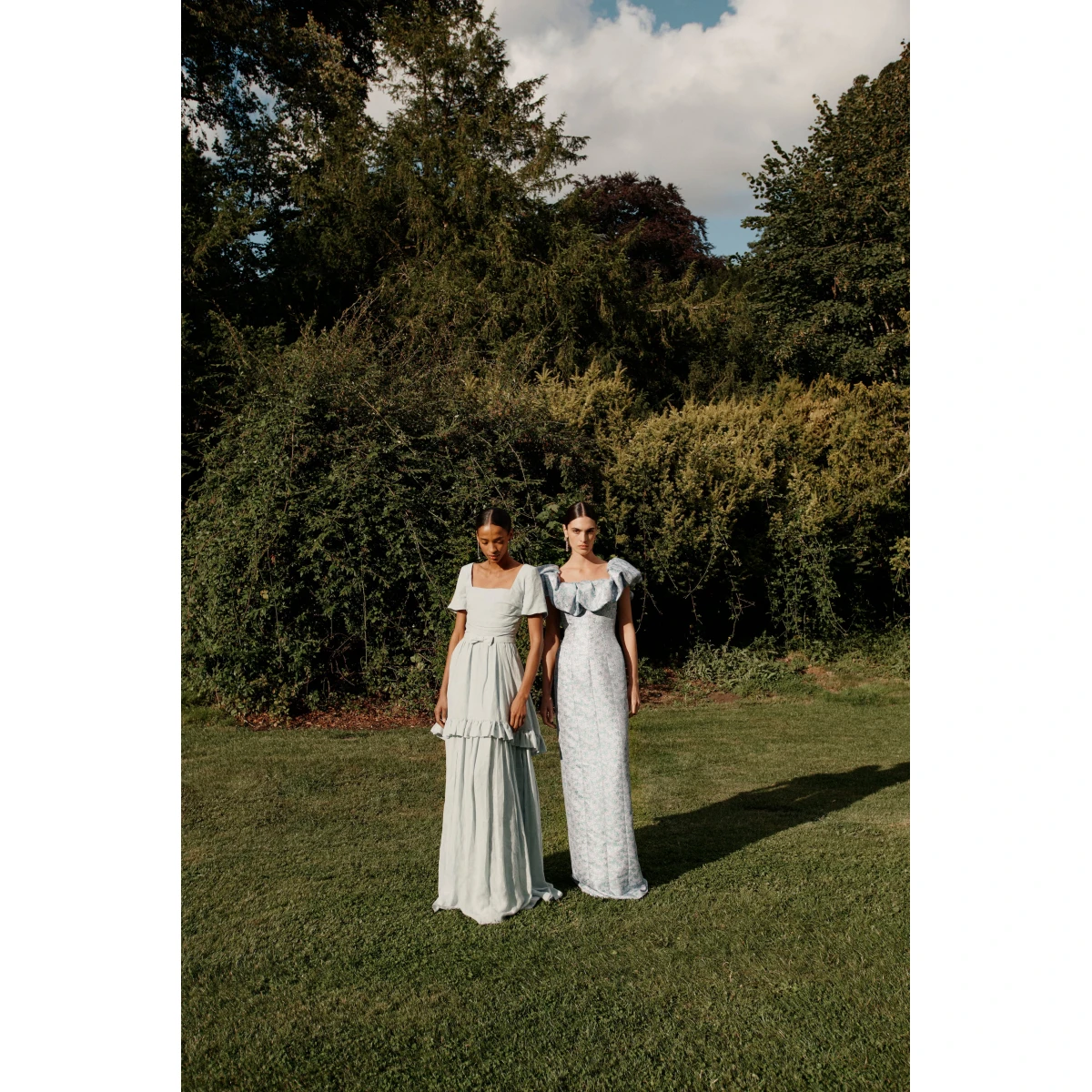 Markarian dress with romantic neckline and structured silhouette