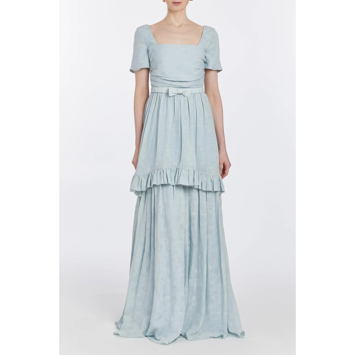 Markarian dresses with romantic neckline and structured silhouette