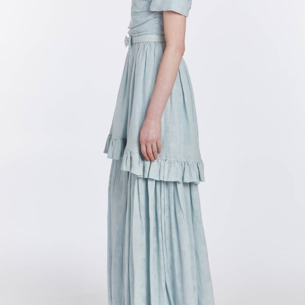 Markarian bridal with romantic neckline and structured silhouette