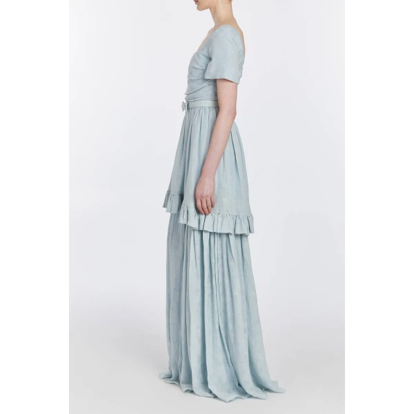 Markarian gowns with romantic neckline and structured silhouette