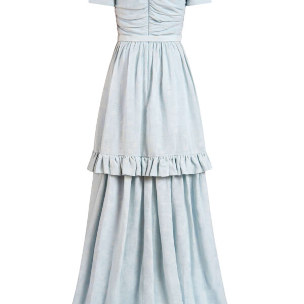 Markarian gowns with romantic neckline and structured silhouette
