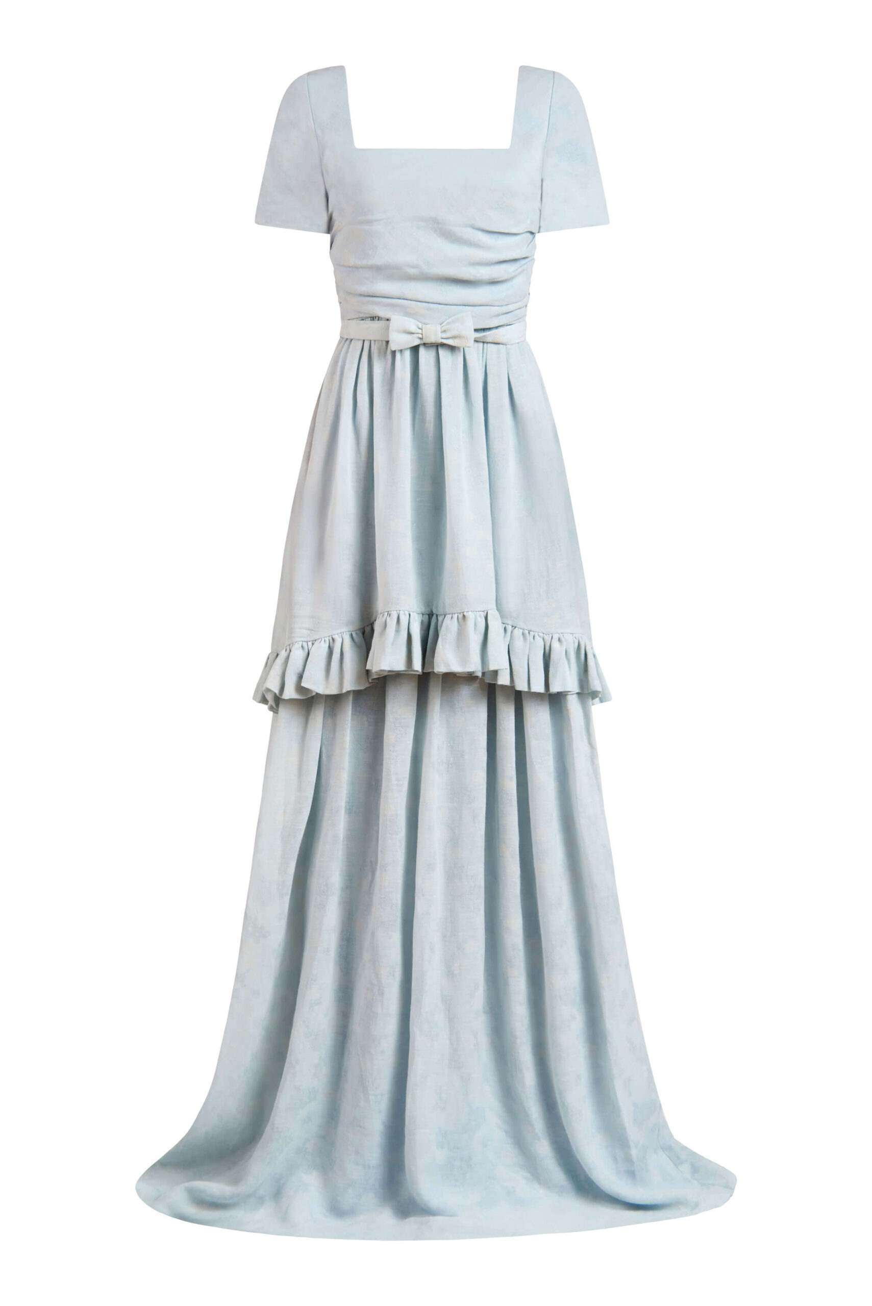 Markarian gown with romantic neckline and structured silhouette