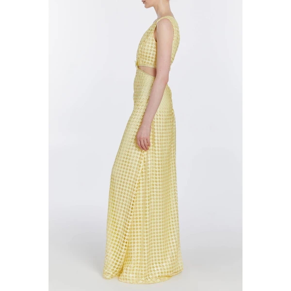 Markarian Monaca Yellow Sequin Net Gown, view 4