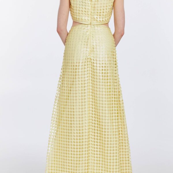 Markarian gowns with romantic neckline and structured silhouette