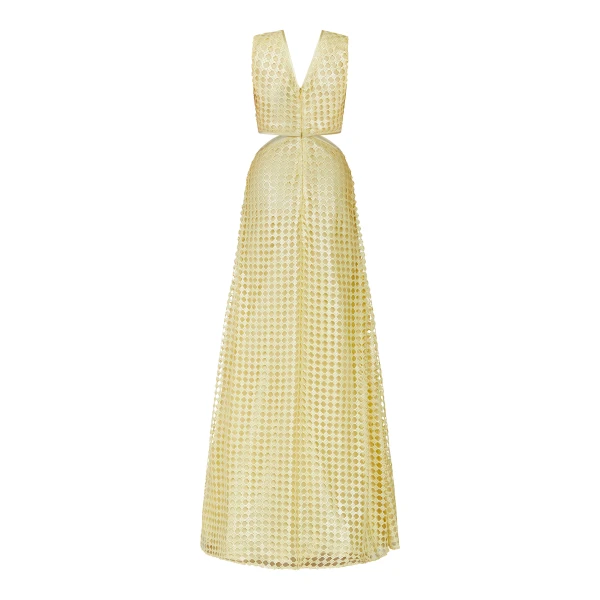 Markarian Monaca Yellow Sequin Net Gown, view 6