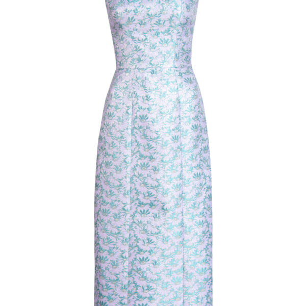 Markarian gown with romantic neckline and structured silhouette
