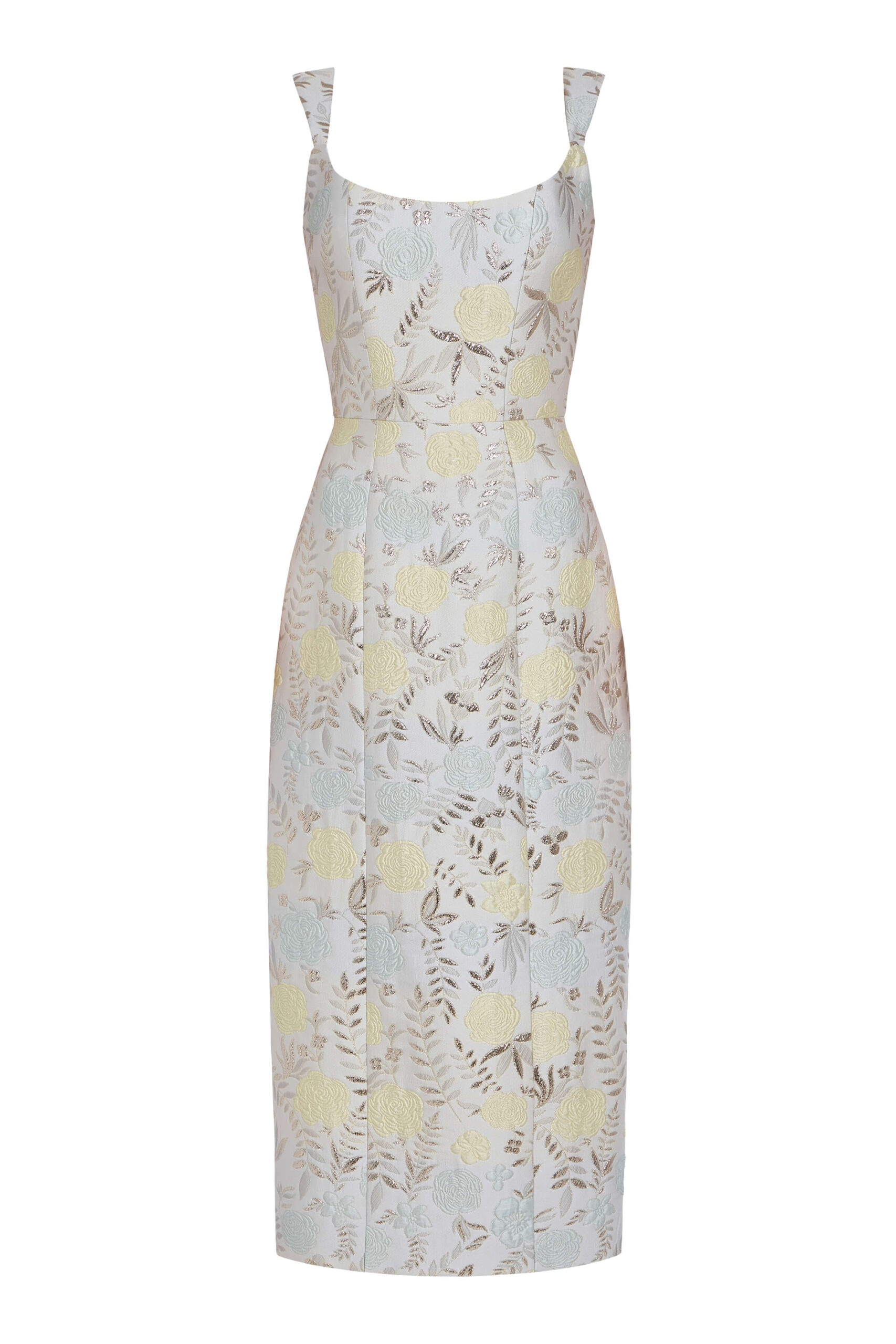 Markarian gown with romantic neckline and structured silhouette