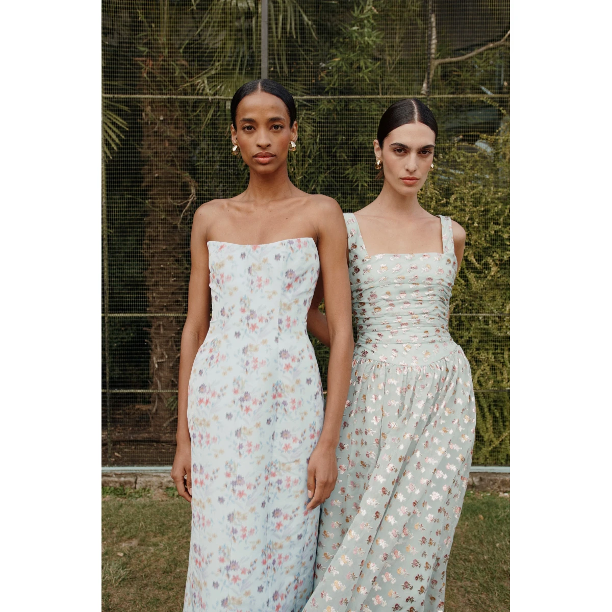 Markarian dress with romantic neckline and structured silhouette