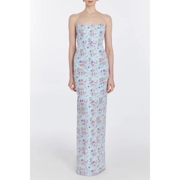 Markarian dresses with romantic neckline and structured silhouette
