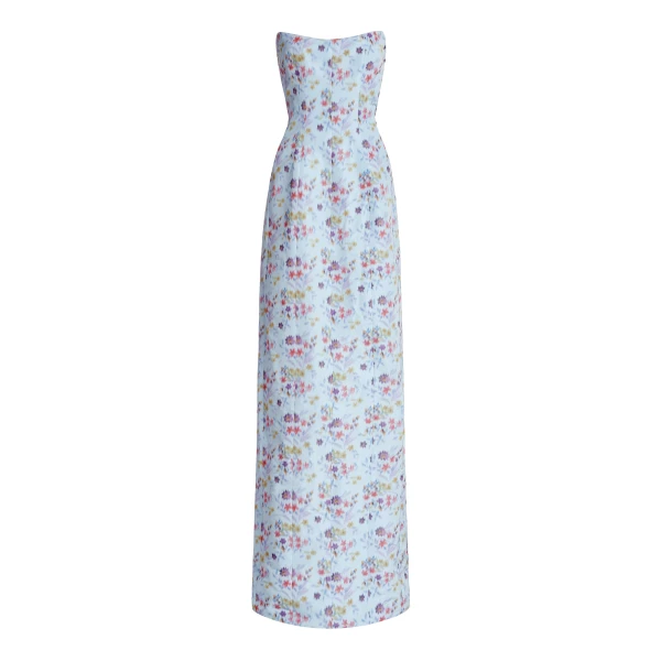 Markarian gown with romantic neckline and structured silhouette