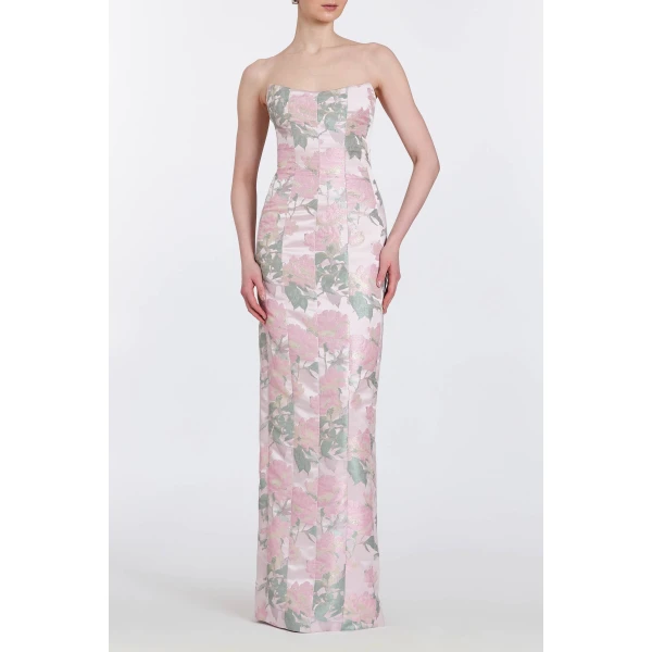 Markarian Odessa Light Pink Brocade Column Gown, view 4