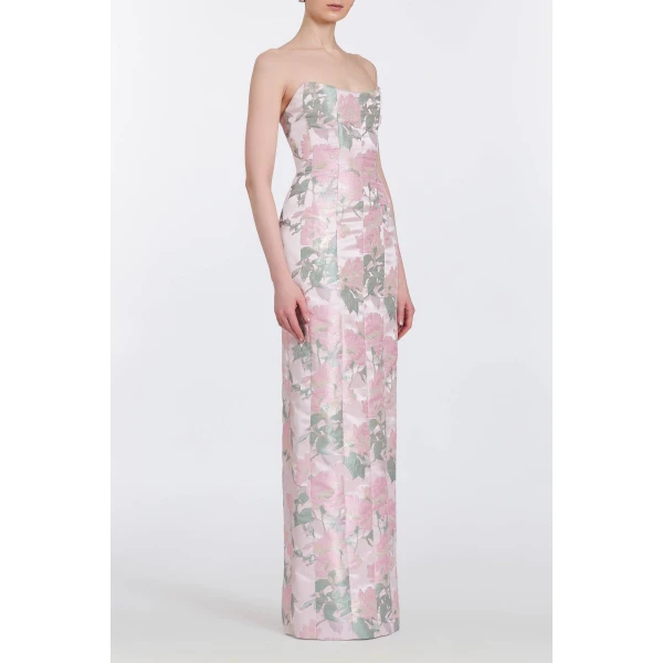 Markarian Odessa Light Pink Brocade Column Gown, view 5
