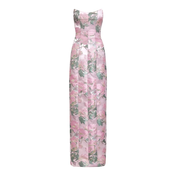 Markarian Odessa Light Pink Brocade Column Gown