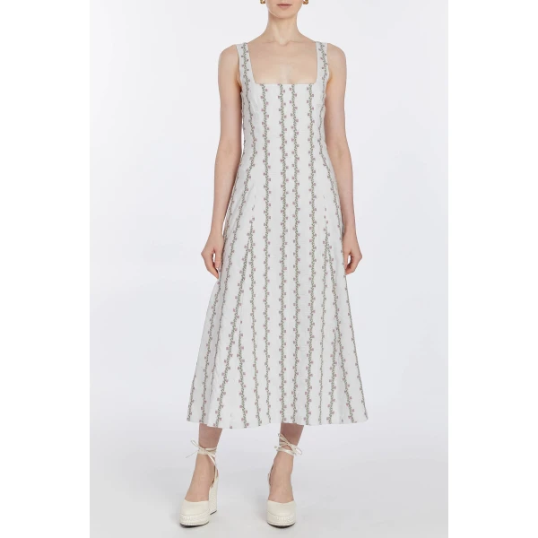 Markarian Olivia Floral Striped Midi Dress, view 3
