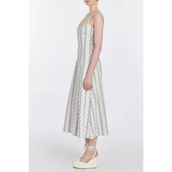 Markarian Olivia Floral Striped Midi Dress, view 4