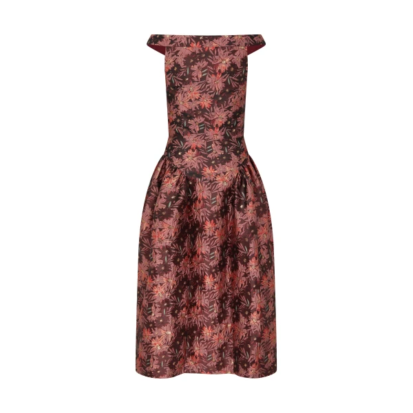 Markarian dresses with romantic neckline and structured silhouette