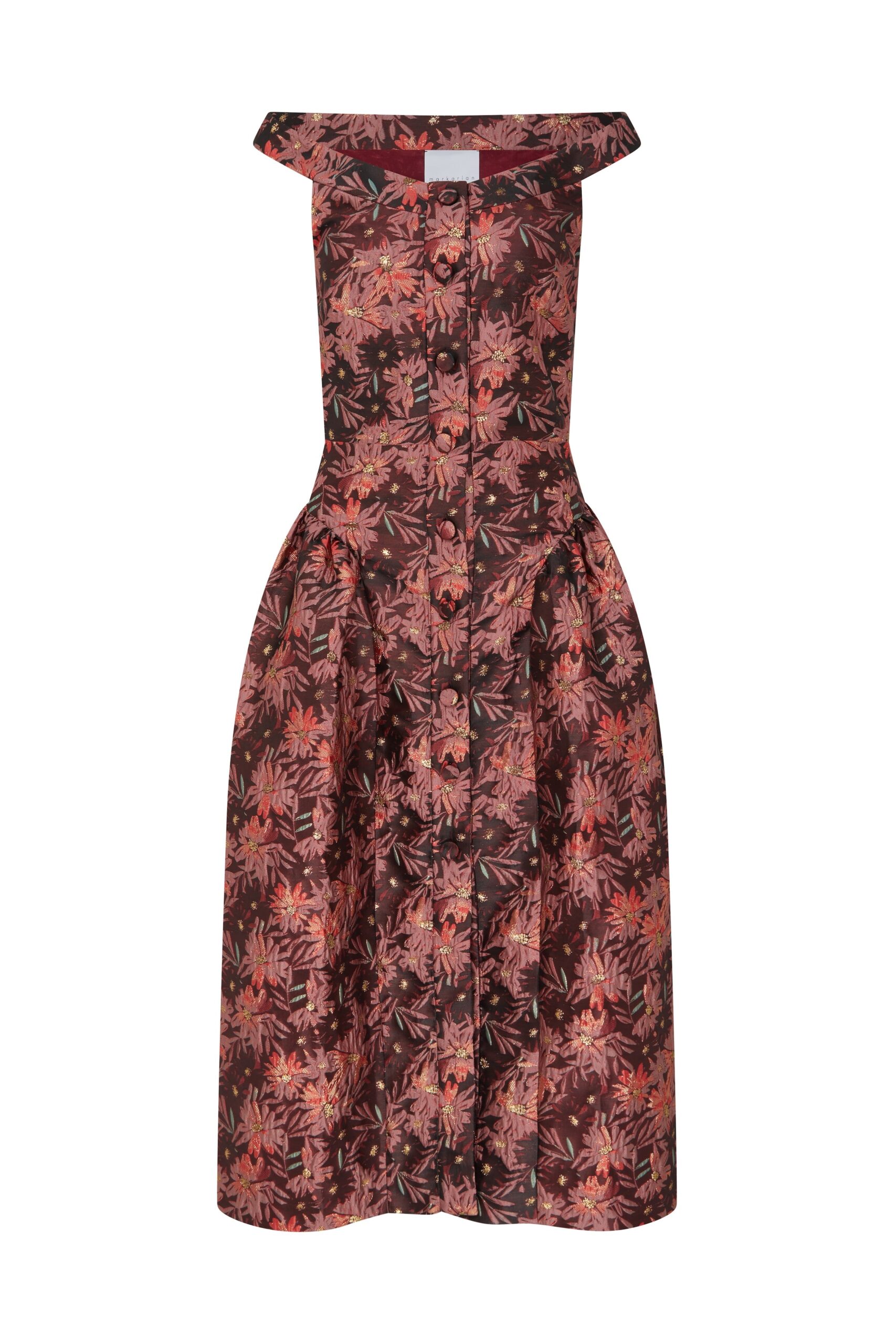 Markarian gown with romantic neckline and structured silhouette