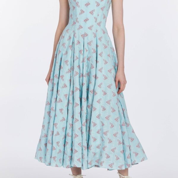 Markarian dresses with romantic neckline and structured silhouette