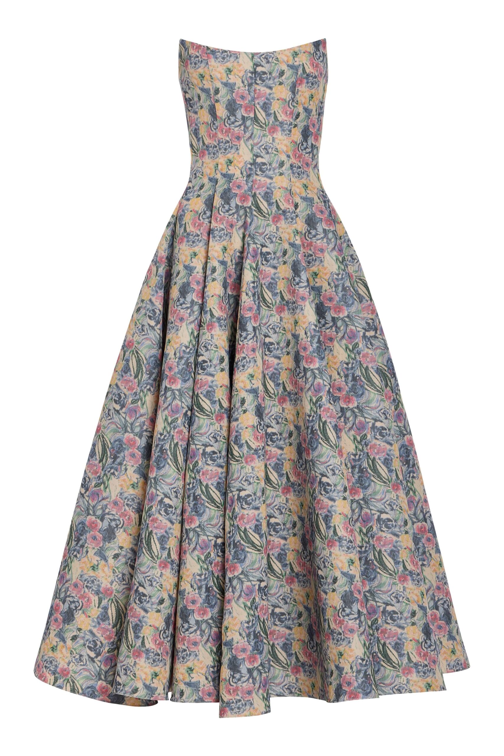 Markarian gown with romantic neckline and structured silhouette