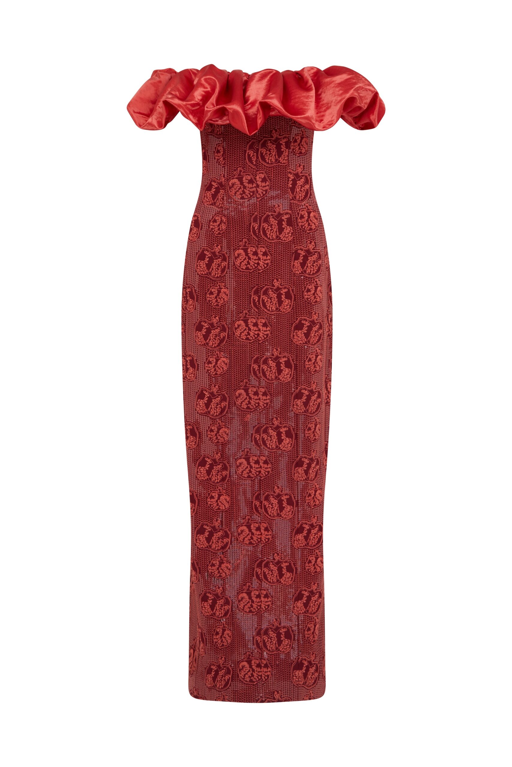 Markarian gown with romantic neckline and structured silhouette
