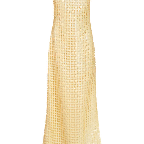 Markarian gown with romantic neckline and structured silhouette