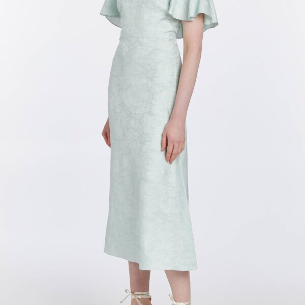 Markarian dresses with romantic neckline and structured silhouette
