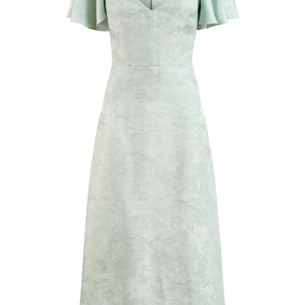 Markarian gown with romantic neckline and structured silhouette
