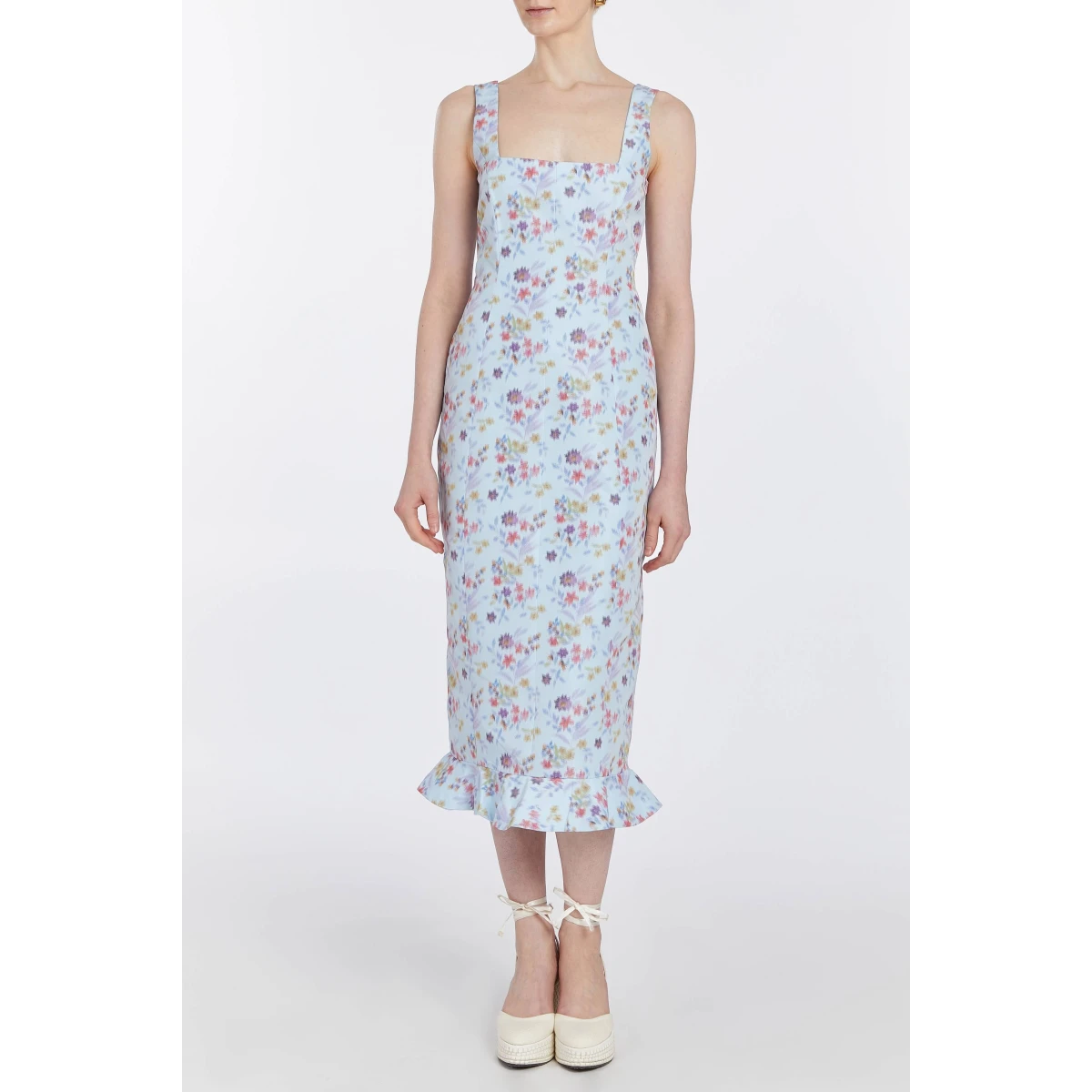 Markarian dresses with romantic neckline and structured silhouette