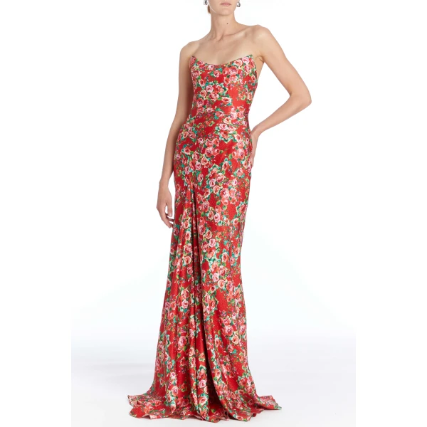 Markarian Tallulah Rose Floral Strapless Gown, view 3