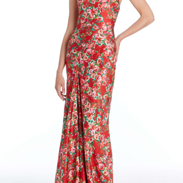 Markarian dresses with romantic neckline and structured silhouette