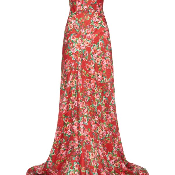Markarian gown with romantic neckline and structured silhouette