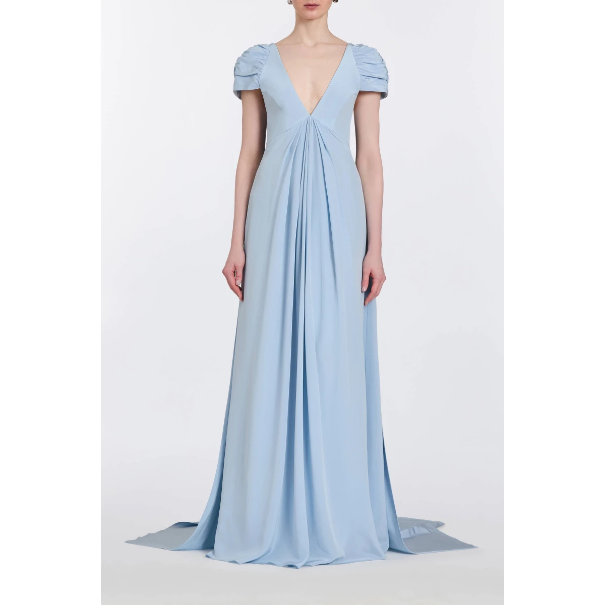 Markarian gowns with romantic neckline and structured silhouette