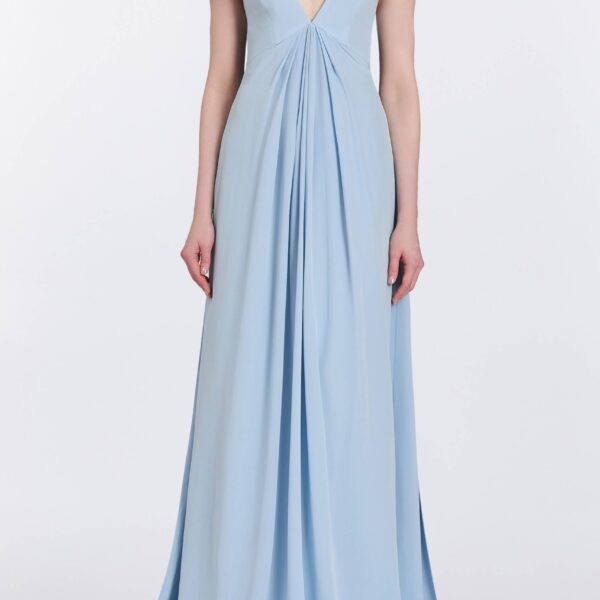 Markarian gowns with romantic neckline and structured silhouette