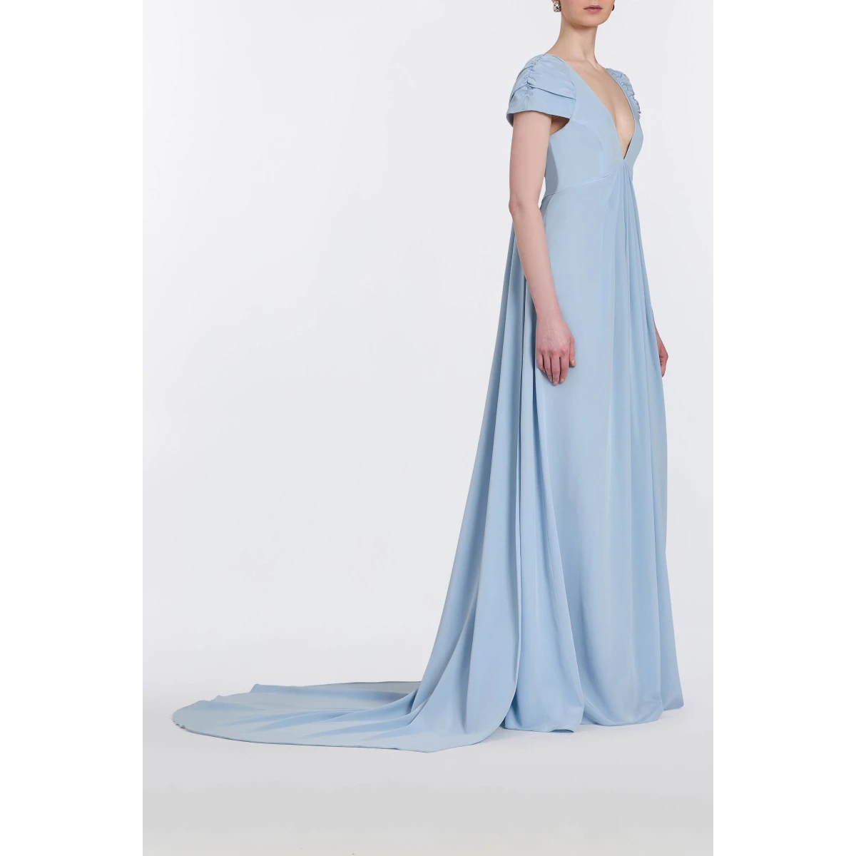 Markarian gowns with romantic neckline and structured silhouette