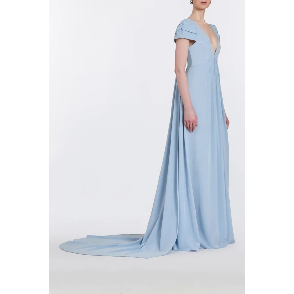 Markarian gowns with romantic neckline and structured silhouette