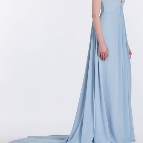 Markarian gowns with romantic neckline and structured silhouette