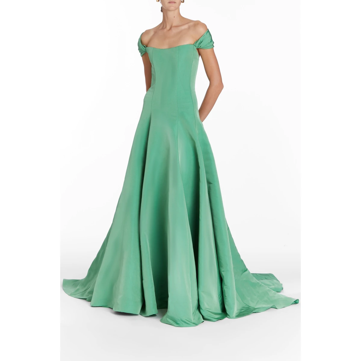 Markarian dresses with romantic neckline and structured silhouette