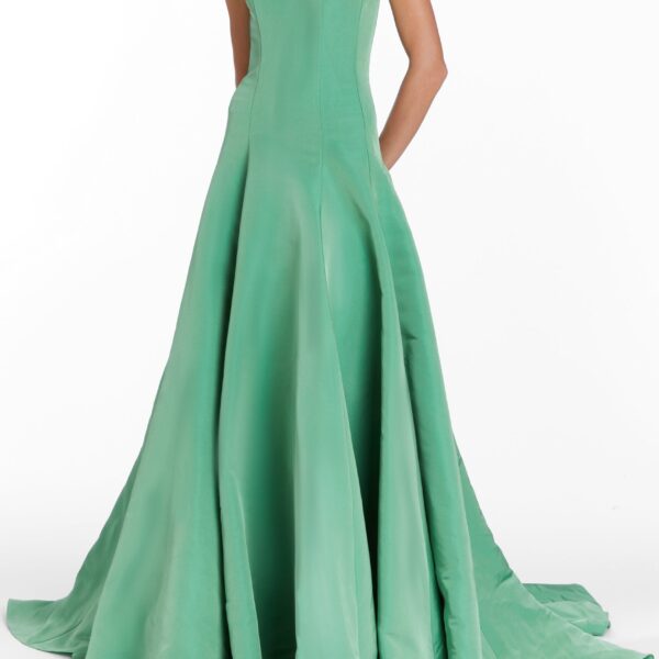 Markarian dresses with romantic neckline and structured silhouette