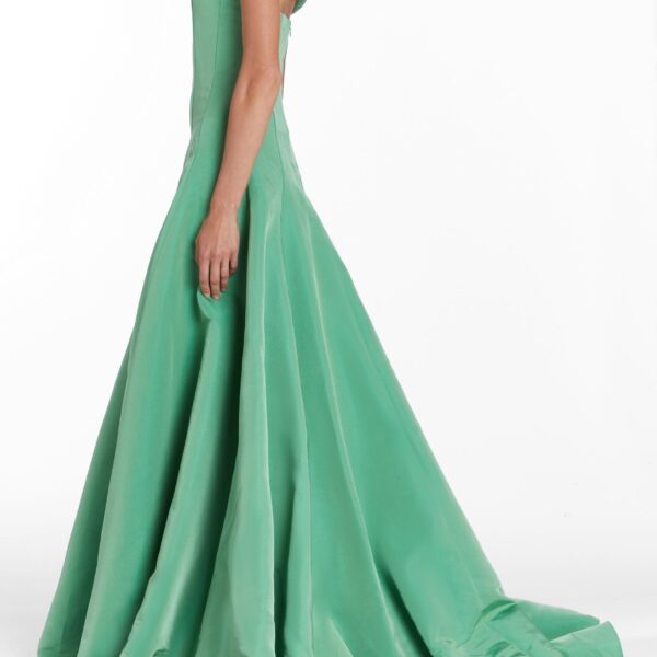 Markarian bridal with romantic neckline and structured silhouette