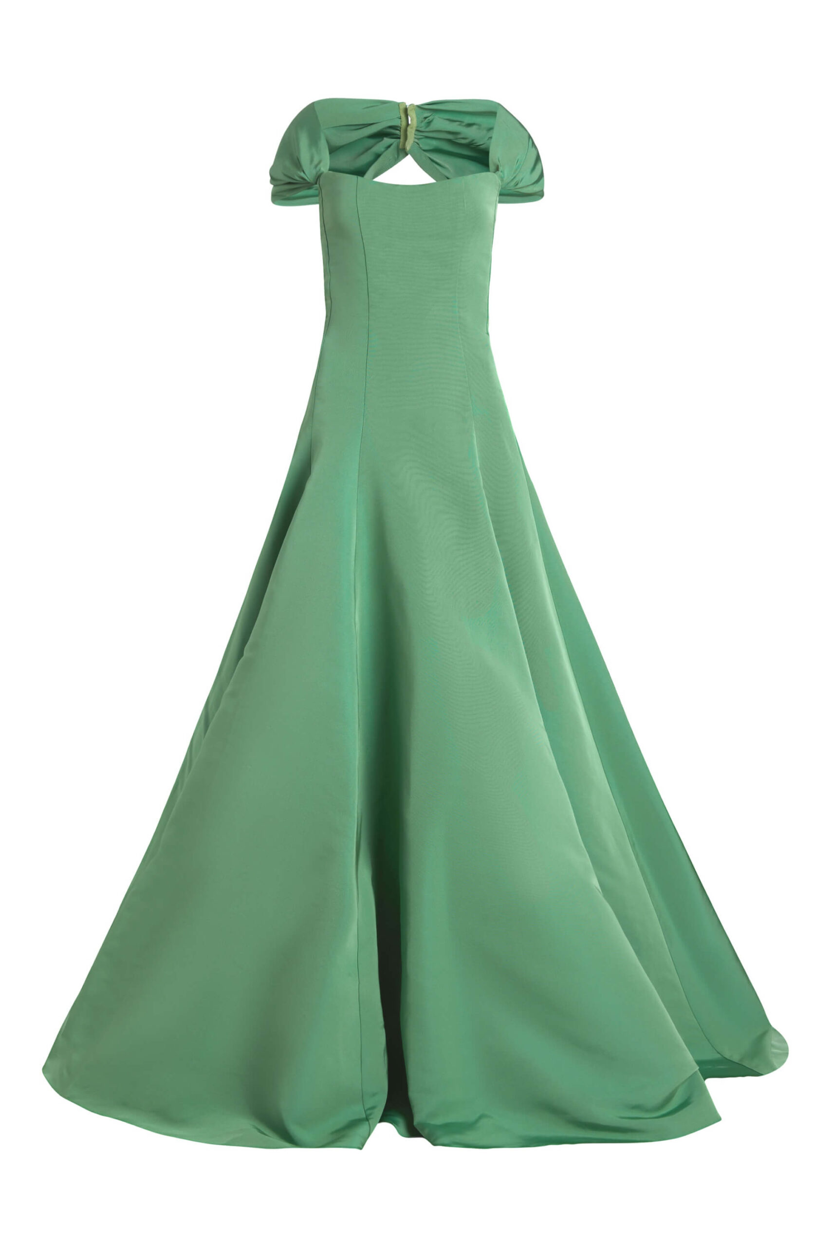 Markarian gown with romantic neckline and structured silhouette