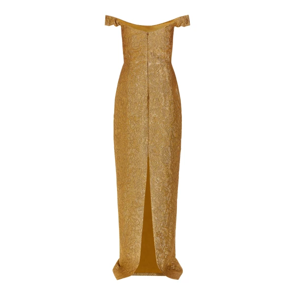 Markarian gowns with romantic neckline and structured silhouette