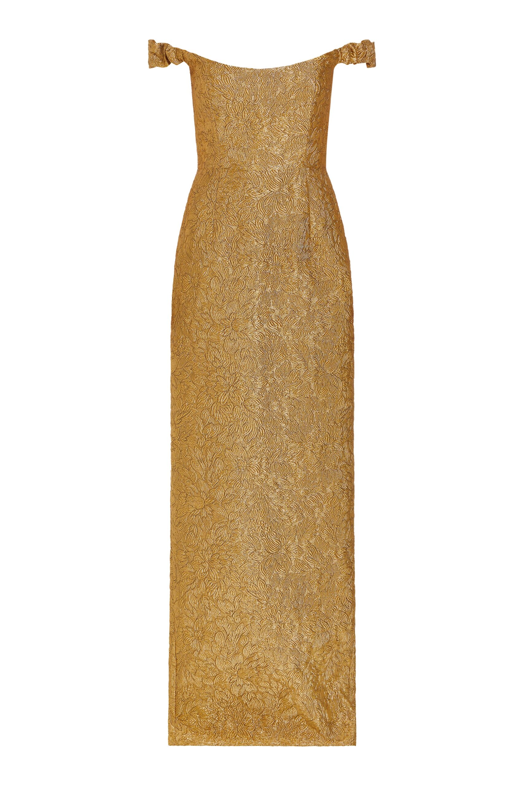 Markarian gown with romantic neckline and structured silhouette