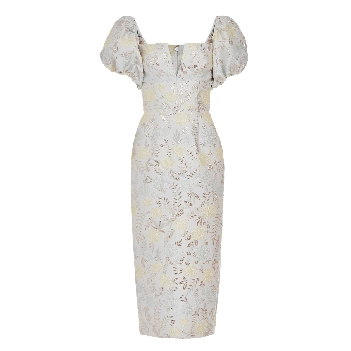 Markarian gown with romantic neckline and structured silhouette