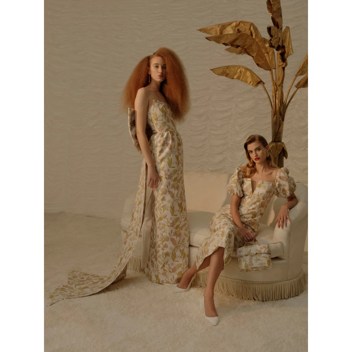 Markarian dress with romantic neckline and structured silhouette