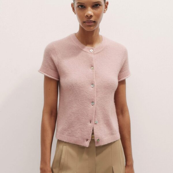 Me and Em Button-Through Knit Baby Tee – luxury British Pink in Me and Em exclusively at Coveti
