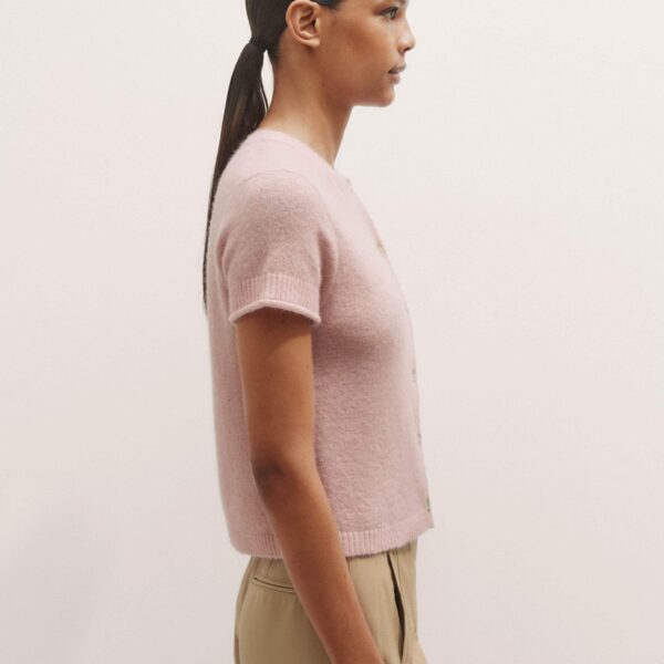 Me + Em Button-Through Knit Baby Tee – luxury British Pink in Me and Em exclusively at Coveti