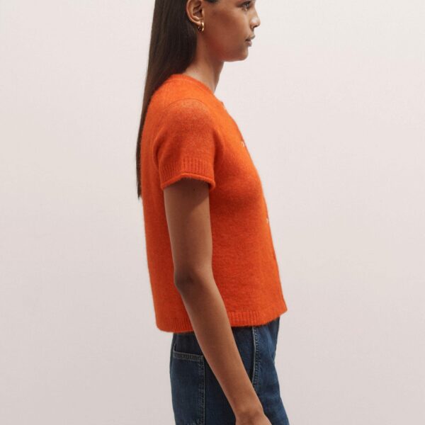 Me + Em Button-Through Knit Baby Tee – luxury British Orange in Me and Em exclusively at Coveti