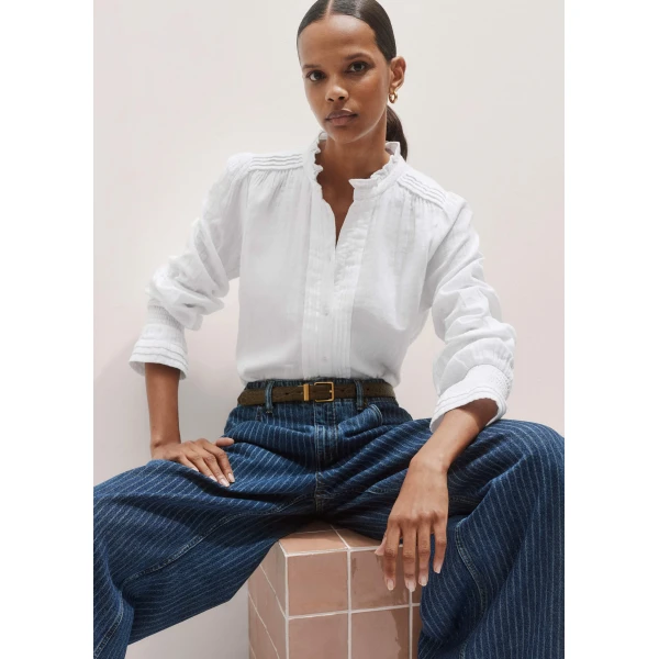 Me and Em Cheesecloth Pleat Detail Blouse, view 2