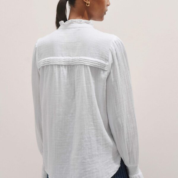 Me and Em Cheesecloth Pleat Detail Blouse – luxury British White in Me and Em exclusively at Coveti