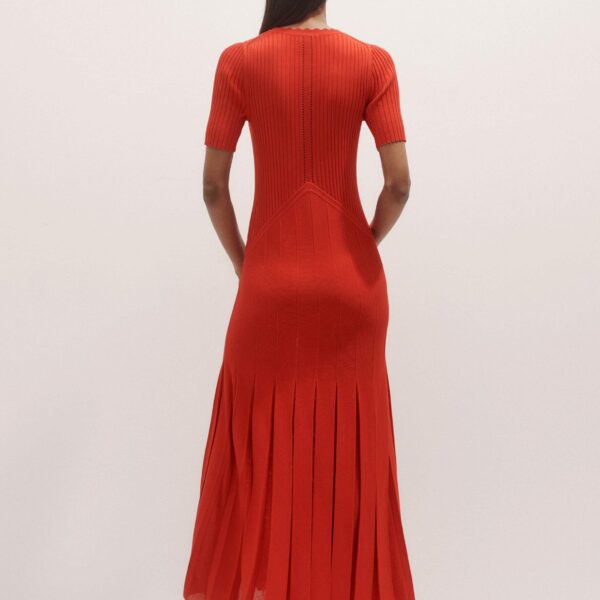Me and Em Conceal + Reveal Lace Knit Maxi Dress – luxury British Red in Me and Em exclusively at Coveti